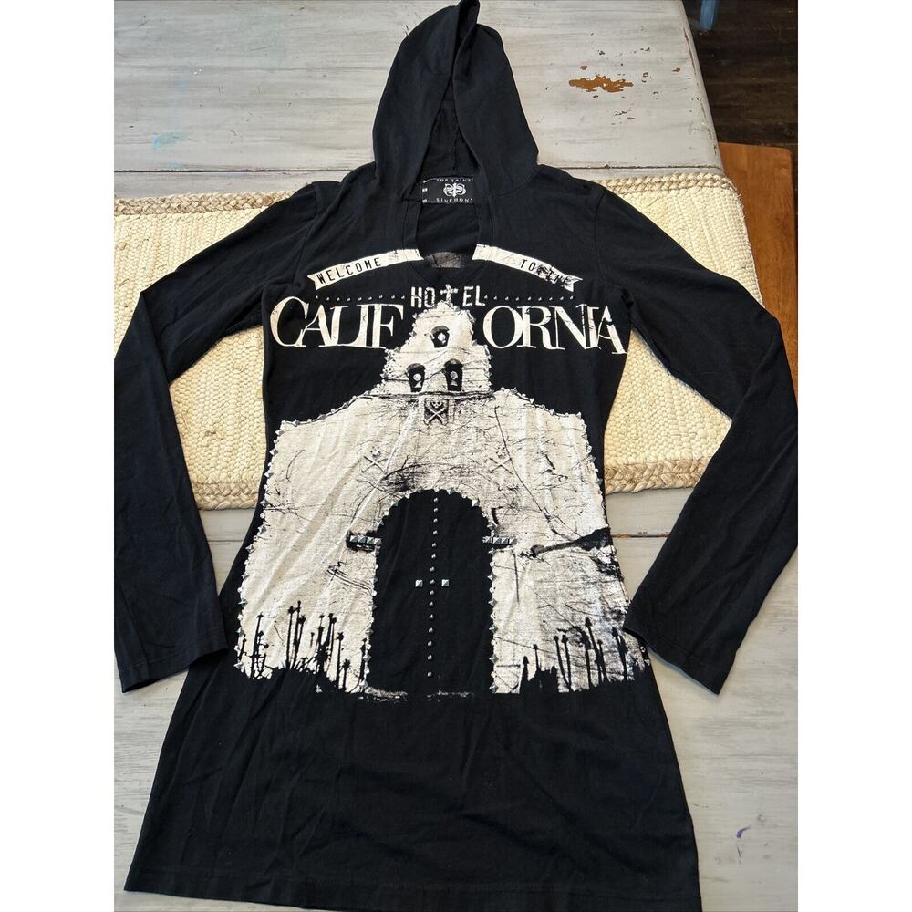 The Saints Sinphony Black Hotel California Hooded Shirt Dress Tunic Sz XL